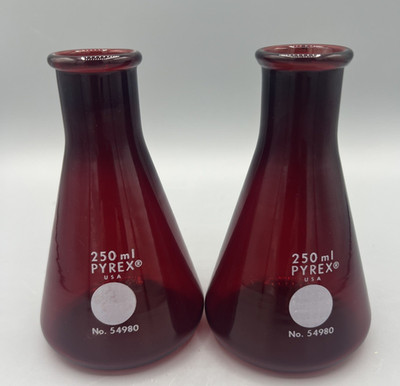 PYREX 250ml 54980 Ray-Sorb Erlenmeyer Flask Chemistry Lab Glass Beaker U.S.A.
