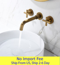 Wall Mounted Bathroom Sink Faucet Chrome Single Handle Hot Cold Mixer Tap Brass