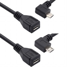 Micro USB 2.0 Male to Female Extension Cable 90 Degree Angled 0.5M