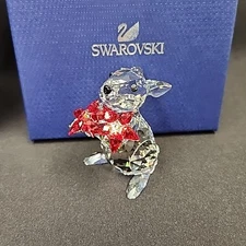 Swarovski Crystal SCS Figurine In Box Rabbit With Poinsettia