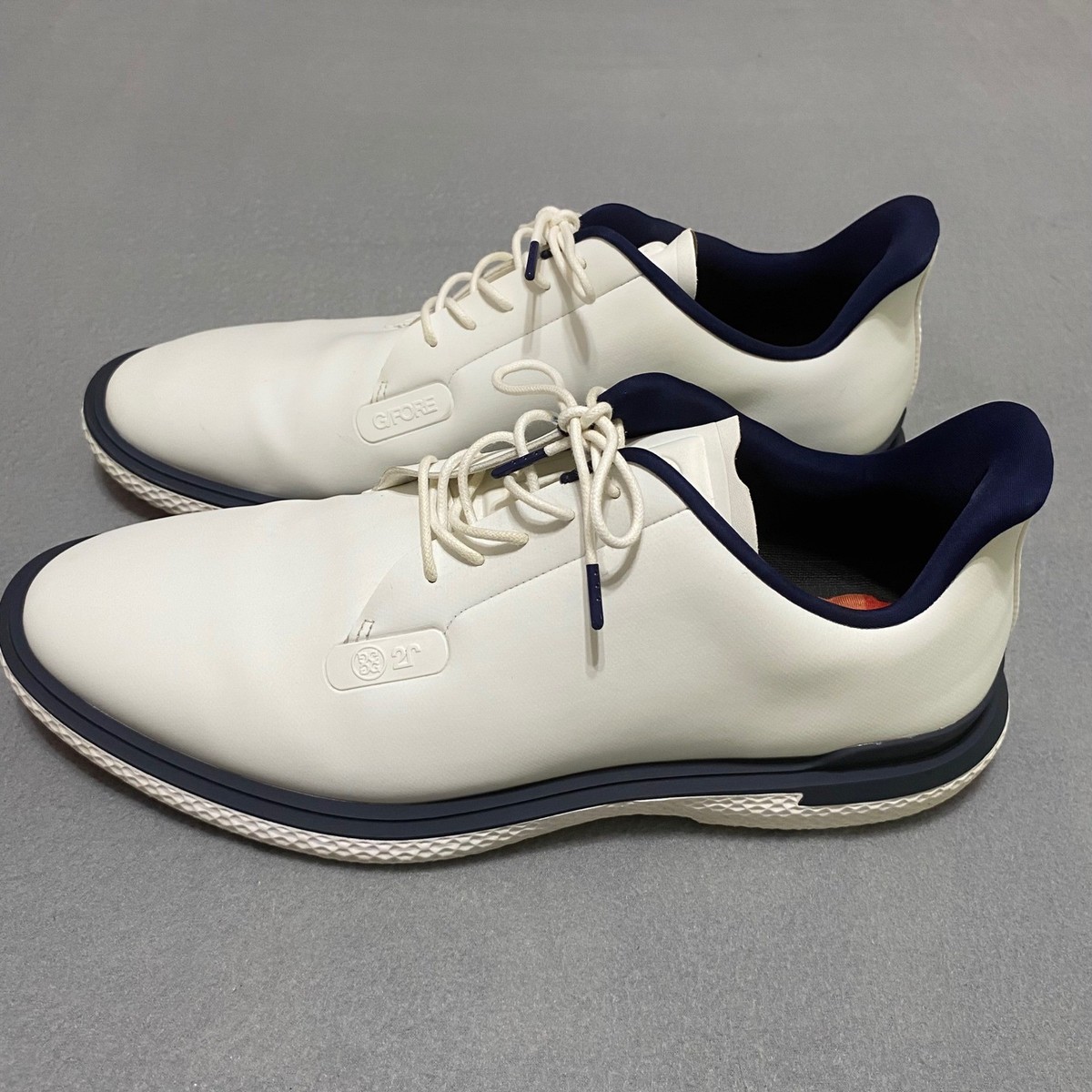 G/FORE Mens Gallivanter Golf Shoes White Navy Blue Spiked