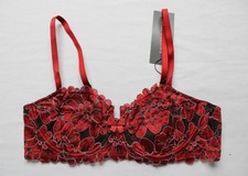 Savage X Fenty Womens Floral Lace Unlined Balconette Bra EJ3 Red Cognac Size 36B