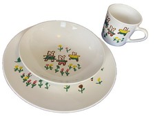 Centura Corning 1968 Goldilocks Three Bears 3 pc Dinnerware Kids Table Rare