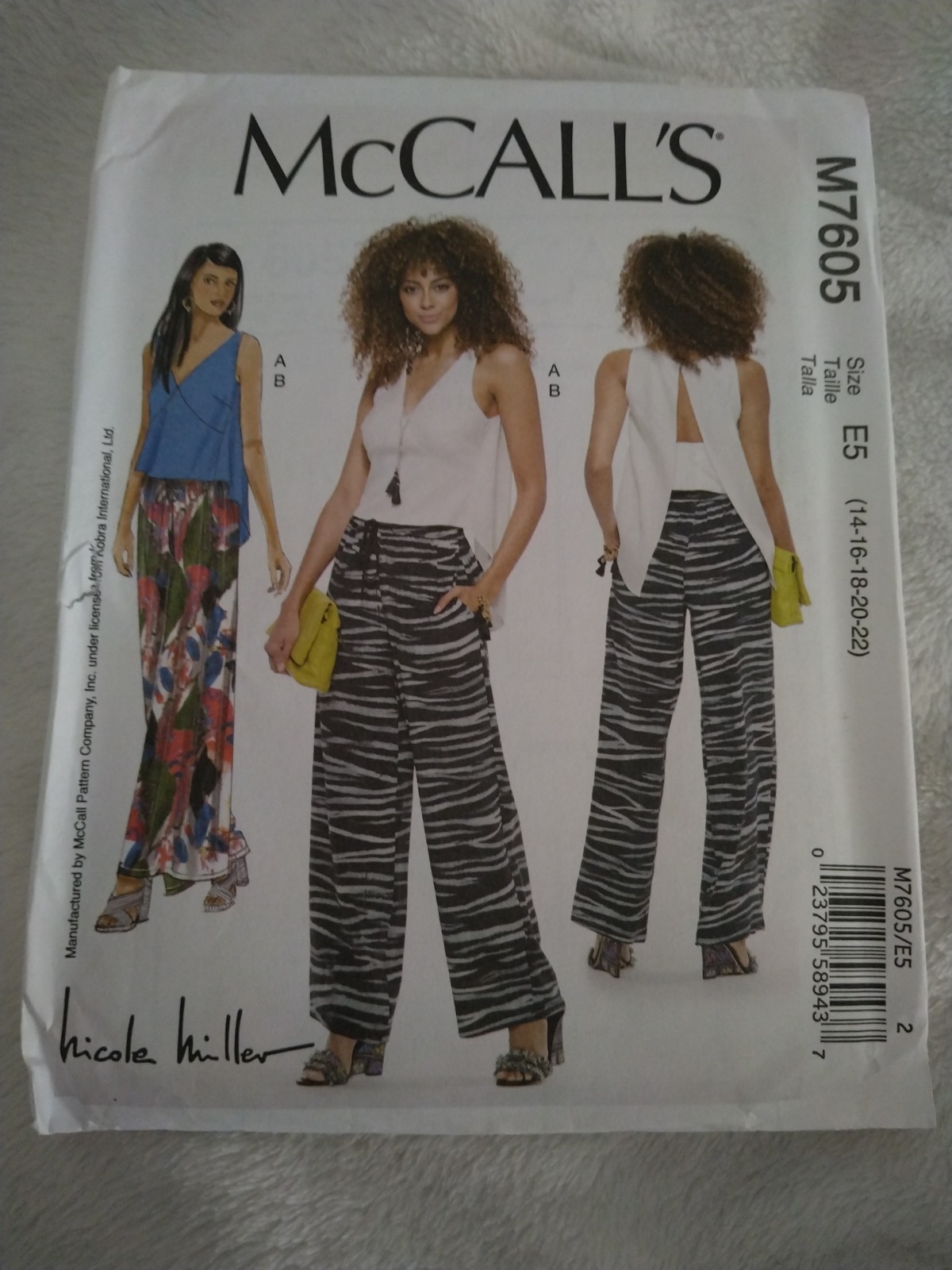 McCall's M7605 Pattern, Misses Tops & Pants 2 Of Each, Size 14-22, Uncut