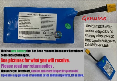 #ad Hover 1 REBEL Hoverboard Battery Replacement CHY2502E107002 25.2V 2.0Ah 50.4Wh $30.79