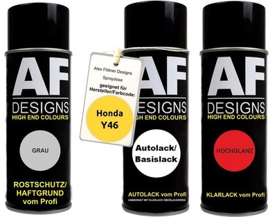 Spraydose Set für Honda Y46 Sunflower Yellow Autolack Klarlack Grundierung Spray