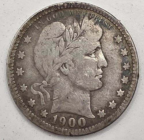 《Silver》1900-O USA BARBER QUARTER -- .1808 OZ of SILVER!!!