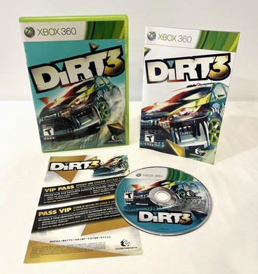 DIRT 3 MICROSOFT XBOX 360 COMPLETE SET W/ MANUAL & VIP PASS 2011 THE CODEMASTERS