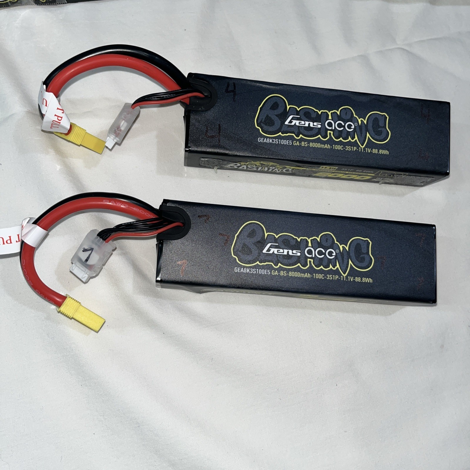 (2) Used Gens Ace Bashing LIPO Battery GEA8K3s100E5 GA-BS-8000 mAH 11.1V 88.8Wh