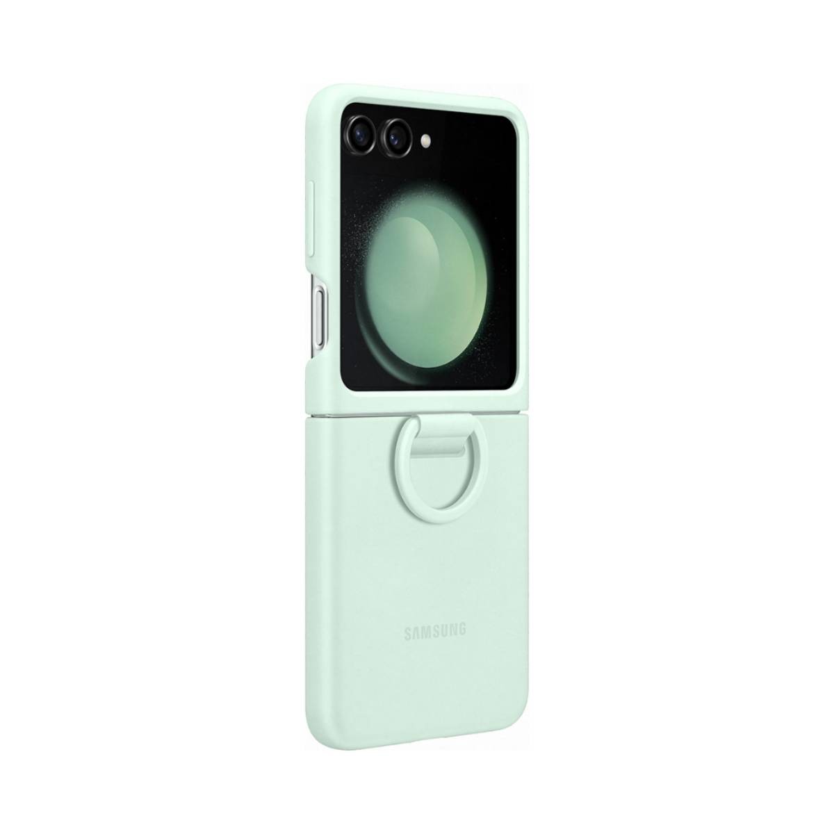 Coque Galaxy Z Flip 5 vert d'eau pour des selfies parfaits au café