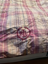 Polo Ralph Lauren Full / Queen Comforter Red/Tan madras plaid w/ Logo Reversable