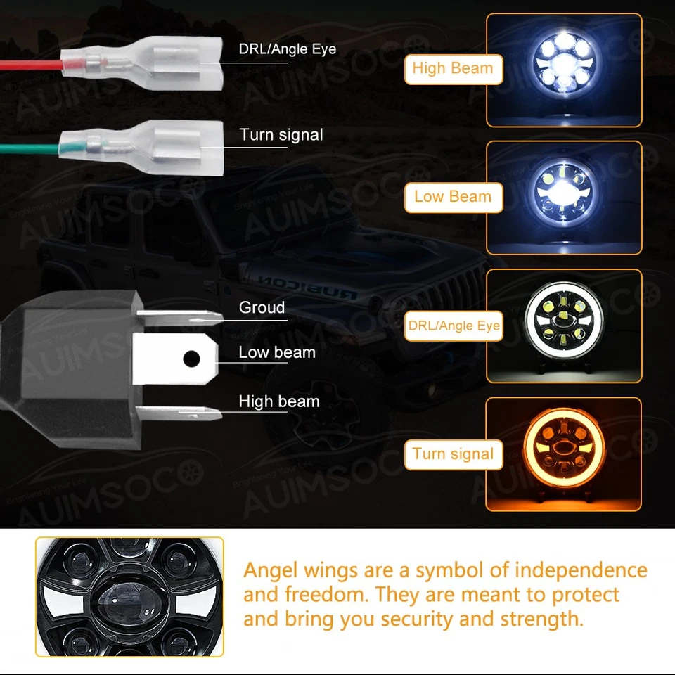 For 1978-1980 Ford Fiesta Pair 7" Round LED Headlights High/Low Beam DRL KIT - Image 4 of 4