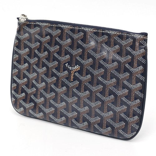 Goyard Senna PM Pouch Herringbone Pattern Navy Item NO. E-157563 Used TOMI-0