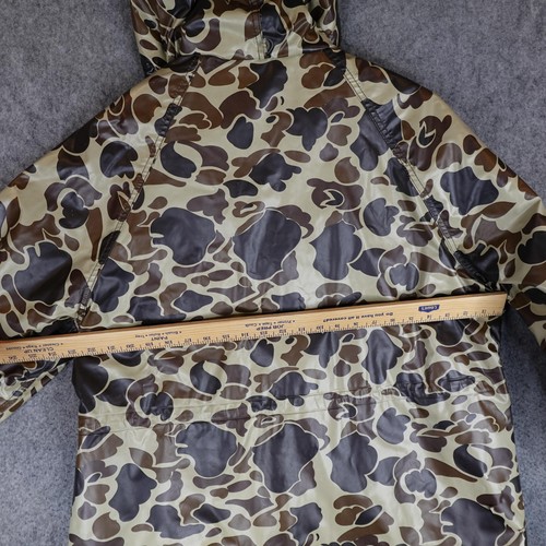 Vintage Duck Bay Jacket Mens Medium Brown Camo PVC Rain Coat Waterproof Hunting - Picture 13 of 15