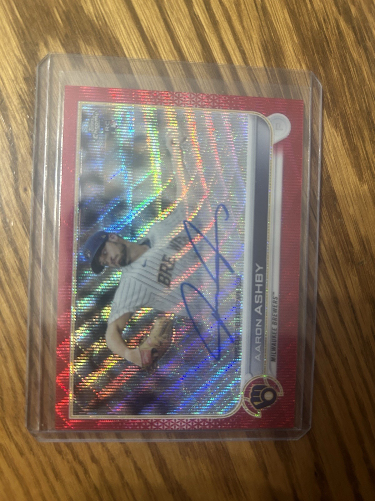 2022 Topps Chrome - Rookie Autographs Aaron Ashby Red Wave Refractor /5