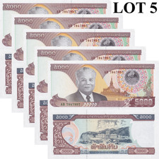 Laos 5000 Kip 2020/2022 P 41A UNC 1/20 Bundle Lot 5 pcs