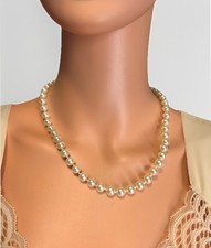 Vintage faux Pearl necklace Hand Knotted Single Strand 20” Filigree Clasp  
