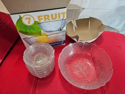 7 tlg. Set Salatschale Schüsseln Luminarc Aspen Blattmotiv Glas Salat Obst Scha