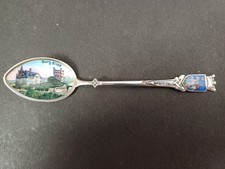 Andenkenl&ouml;ffel mit Laffen Malerei 800er Silber Bingen Burg Klopp