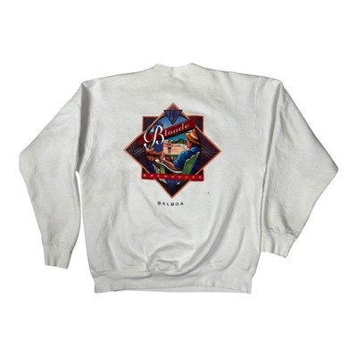 Vintage BJs Pizza Brewery Sweatshirt Mens XL White Fruit Of The Loom Beer 90s
