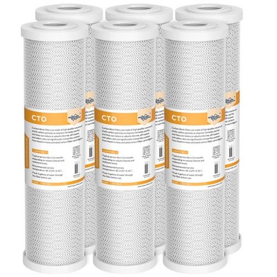 1-6 Pack 5 Micron 10'' x 2.5'' CTO Carbon Block Whole House Water Filter Cartridge