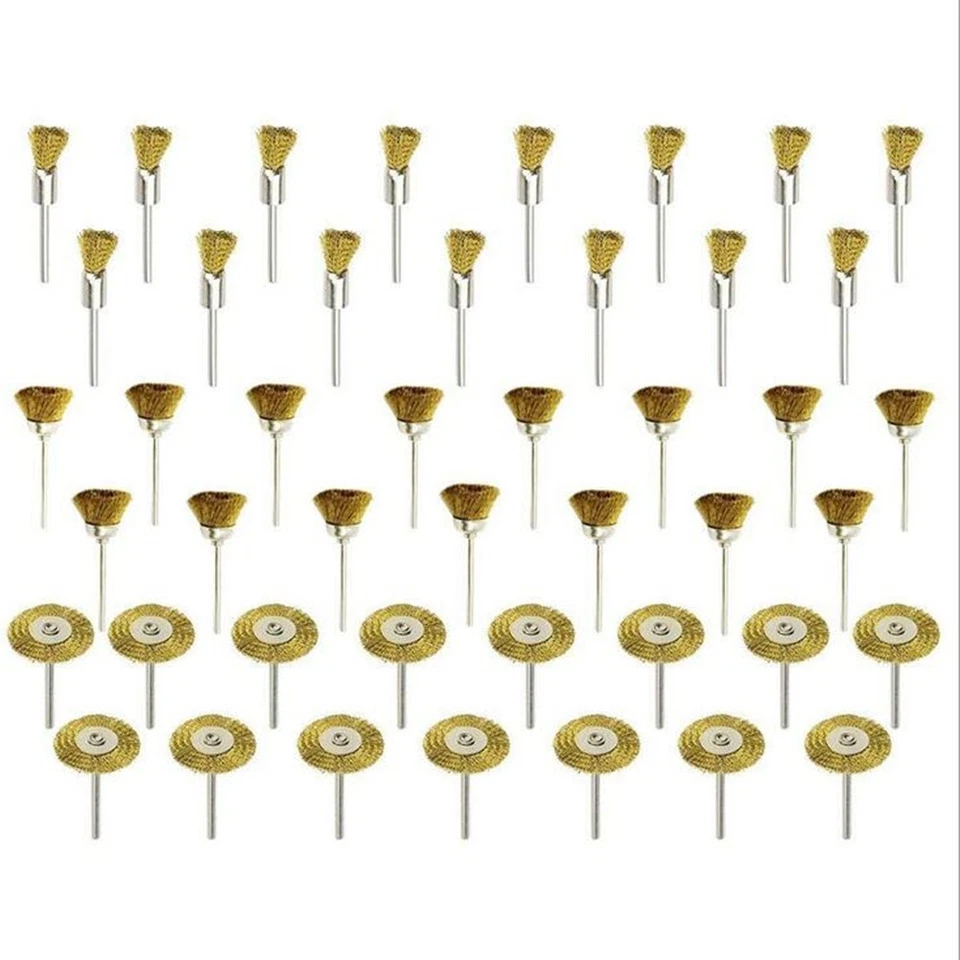 Paquete de 45 herramientas de cepillo de mezcla de pulido de rueda de alambre de acero de 3 mm Dremel herramienta de vástago giratorio j Foto 2 de 4