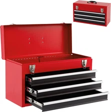 Goplus Tool Box with 3 Drawers, 4-Tier 20.5" Portable Tool Chest Organizer with 