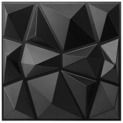 33 Pack Matte Black 3D Wall Panels - Diamond Design