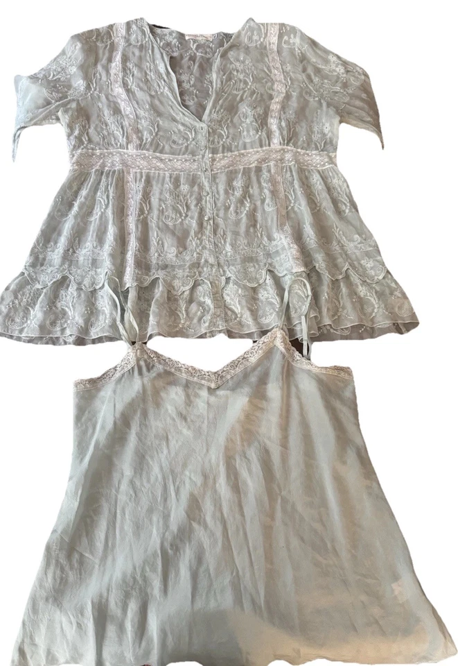 Túnica 4 Love And Liberty Seda Con Encaje Azul Marino Transparente Fluida XL Ver Descripción Foto 3 de 4