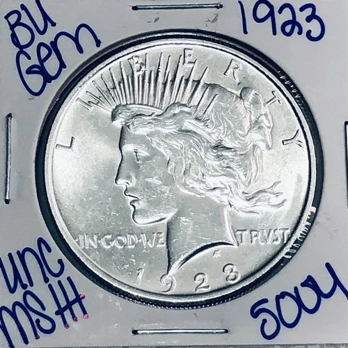1923 BU UNCIRCULATED SILVER PEACE DOLLAR AUTHENTIC U.S. MINT FREE SHIPPING 5004