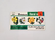 1950s DENNISON FLORAL LICK ON STICKER BOOK VINTAGE (NEW & UNUSED)