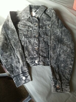 Talula Size Extra Small Denim Jean Jacket Black Vintage Style