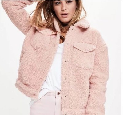 black colour block borg trucker jacket