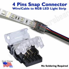4Pins 10mm RGB Extension Clamp Connector - Cable Wire to LED Strip NO soldering 