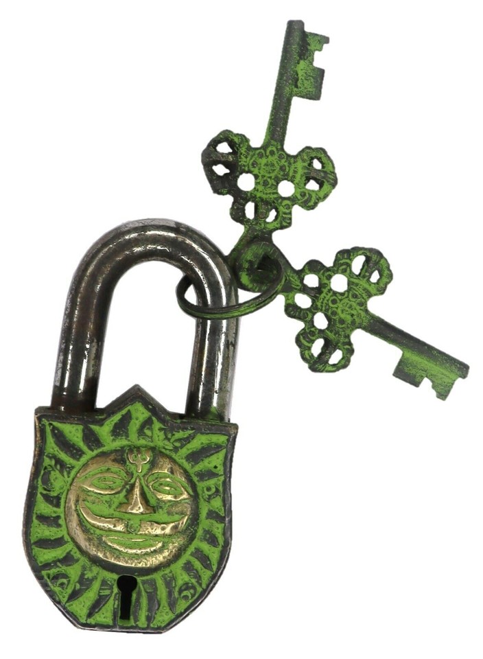 Lord Sun Engraved Door Lock Antique Vintage Style Handmade Solid Brass