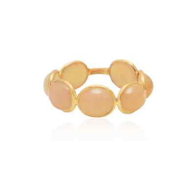 Natural Ethiopian Opal Eternity Ring 18k Solid Gold Ring Oval Shape Yellow Opal