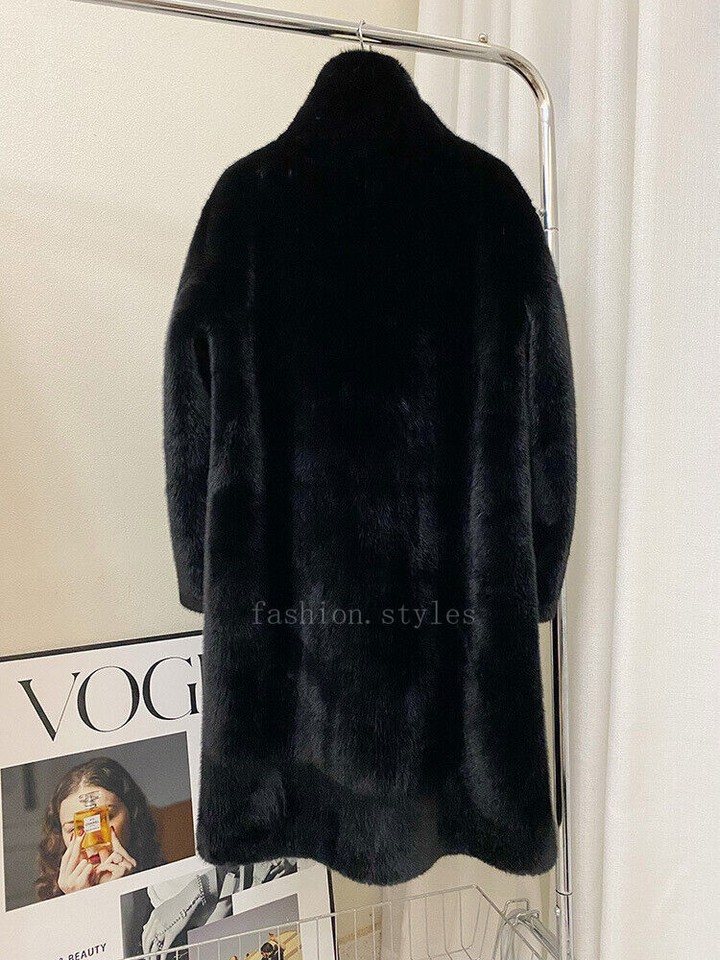 Women Purple Button Solid Mink Hair Coat Winter RH018