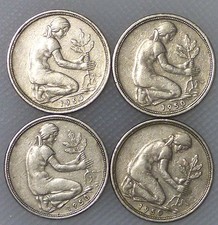 50 Pfennig 1950 D F G J Kompletter Satz