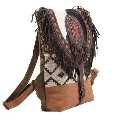 KB OHLAY KB391 Backpack Upcycled Wool Upcycled Canvas Hair-On Genuine Leather