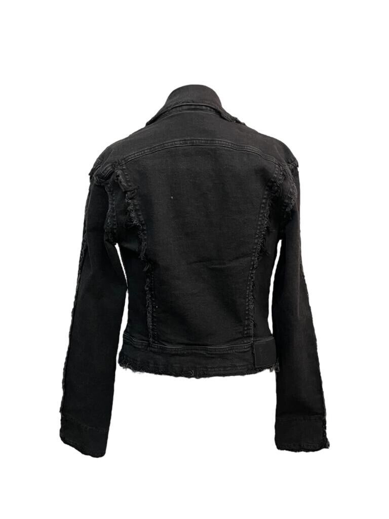 Plein Sud Black Fringe Jeans Jacket in black FR36… - image 2