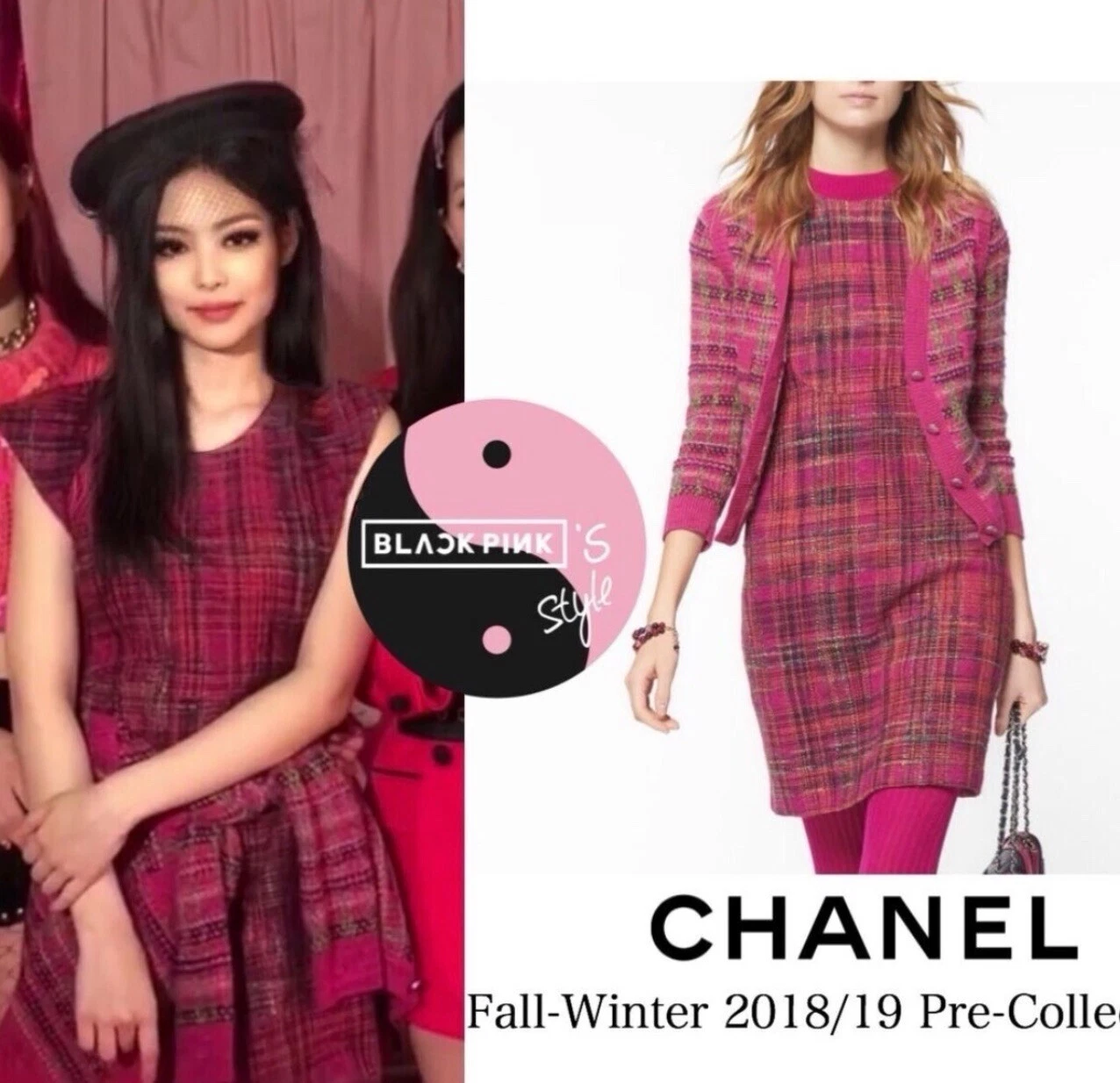 Abito da lavoro 5K Chanel 2018 Jennie rosa bianco tweed 34 36 2 4 top tag borsa regalo S M