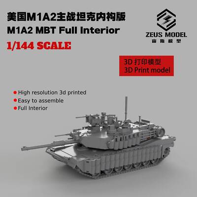 3D Printed 1/144 U.S. Army M1A2 Main Battle Tank SEP V3 Internal Version Model