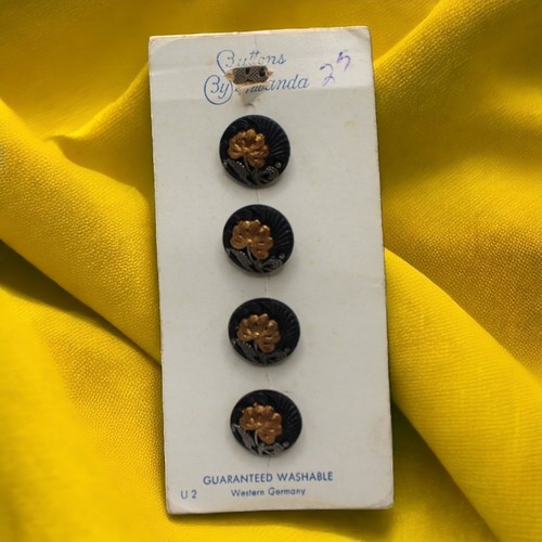 Vtg 4 Buttons By Schwanda West Germany Black Copper Silvertone 1/2" Round  NIP - Photo 1/4