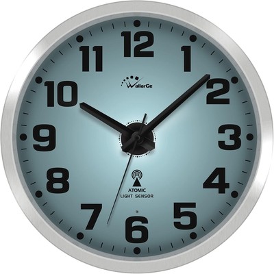 WallarGe Atomic Wall Clock with Night Light - Silent Lighted up Wall Clock Glow