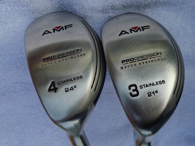 AMF ProGression Hyper Stainless 4 24* 3 21* Fairway Woods Left Hand Golf Clubs