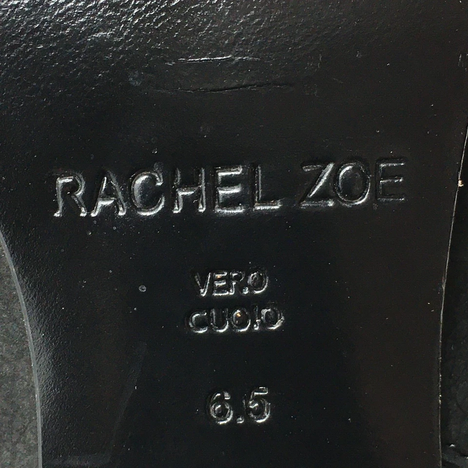 Women's Rachel Zoe Pull On Ankle Boots Booties Shoes Size 6.5 Black Leather - Image 2 of 4