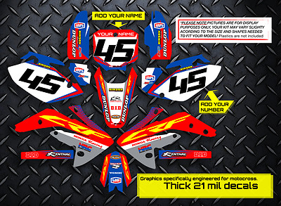 2004-2017 CRF 250X GRAPHICS 250 X FACTORY: RED / BLUE DIRT BIKE DECALS