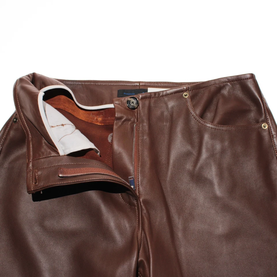 Pantalones de cuero napa Proenza Schouler nuevos con etiquetas talla 10 en marrón 100 % piel de cordero Foto 4 de 4