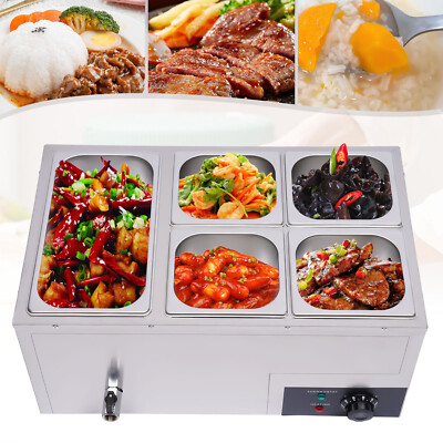5-Pans Commercial Food Warmer Catering Rest Buffet Bain Marie Steam Table Pan
