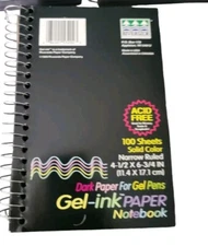 Riverside Black Notebook Paper Gel Ink Pens 100 Sheets 4.5" x 6.75"  1999 Y2K
